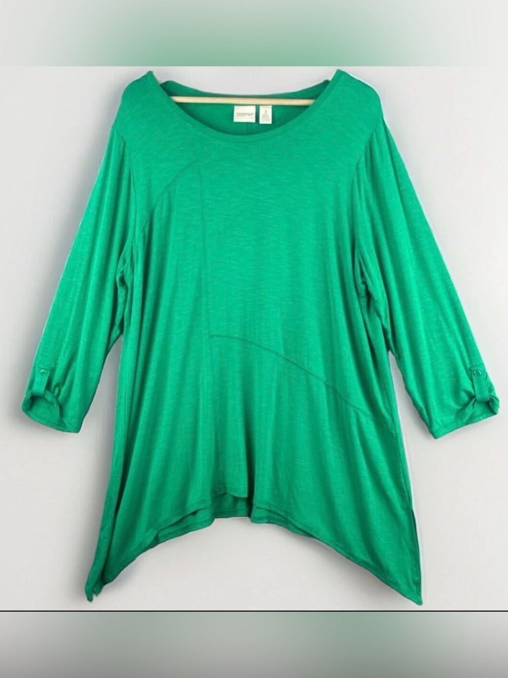 Relaxed Scoop-Neck Tunic Top in Emerald Green